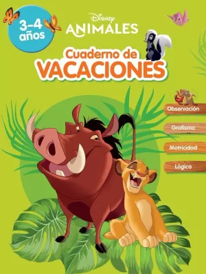 CUADERNO DE VACACIONES ANIMALES DISNEY. 3-4 AÑOS (